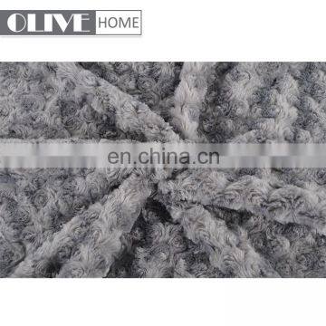 Low Price Supet Soft Comfortable Faux PV Fur Mink Blanket With Brushed Rose Pattern photo-2