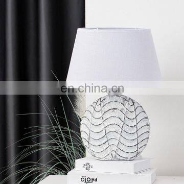 Hot Selling Hotel Home Decor Desk Lamp Embossed Design Ceramic Porcelain White Table Lamp photo-2
