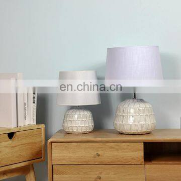 Antique Nordic Style Beige Embossed Decorative Night Table Lamp Porcelain for Home Decor photo-5