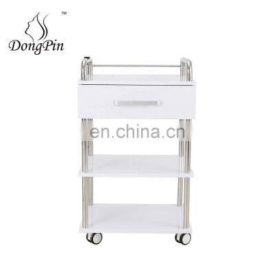 White Stainless Steel Lockable Salon Trolley Trolley Carts for Beauty Salon