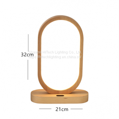 Modern Smart Sensing LED Table Lamp Wood Charging Battery USB Wood LED Desk Lamp for Study Bedroom Bedside Reading Night Lamp photo-3