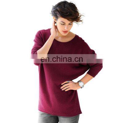 Ladies warm winter knitwear crew neck cashmere sweater for women