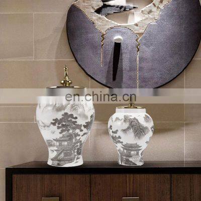 Table Decoration Traditional Large Hand Painted Chinese Vase With Lid photo-5