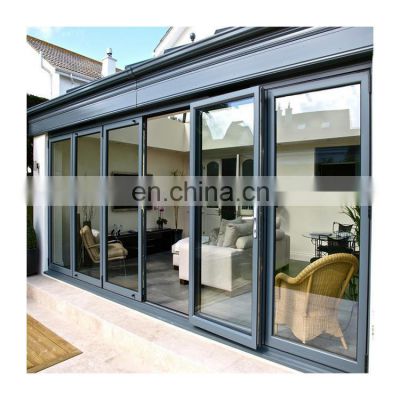 Factory make large opening insulated soundproof interior aluminum glass bi folding narrow bi fold doors