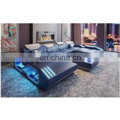 Foshan factory Luxury  home theater living room sofa set furniture with LED lights