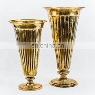 gold plated lining metal vase