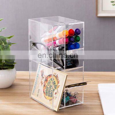 Clear Acrylic Office Desktop Letter Mail Sorter Pen Holder 4 Tiers Pen Organizer photo-4