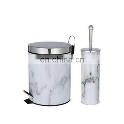 Top fashion waste bin with toilet brush holid marble design bathroom set