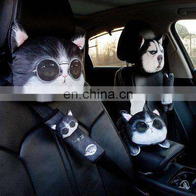 Manufacturers Unique Car headrest Four seasons Cute Dog Cartoon Car Neck Pillow 3D pillow Creativity Car interior Accessories