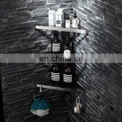 Glass Home Bathroom Accessories Black Stainless Steel Corner Wall Shower Shelves Holder Caddy Rack Hanging Organizer Storage photo-4