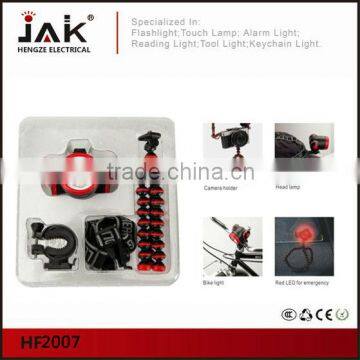 JAK multifunction LED emergency light/alarm light/head and bike light/light sets