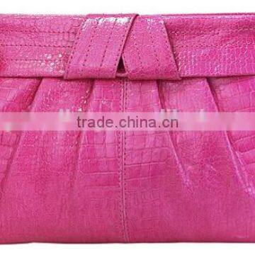 Luxury Good Quality Leather Clutch Exquisite Embossed Crocodile Large Evening Clutch Vintage Bright Soft Handbag photo-3