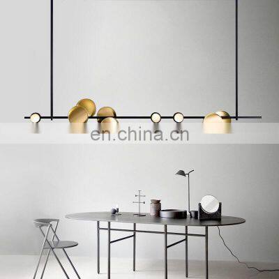 Simple Nordic Style Gold Color Pendant Light Indoor Decorative Dinner Room Restaurant Long Chandelier Light