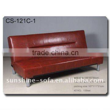 Modern Red Leather Futon Sofa Bed