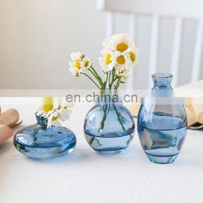Tabletop Decoration Wholesale Nordic Home Wedding Creative Unique Mini Pot Set Decorative Bottles Flower Glass Bud Vase photo-2