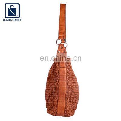 Anthracite Fitting Cotton Lining Material Stylish Look Fashion Designer Women Genuine Leather Handbag Supplier