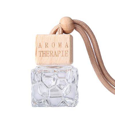 Wholesale 10ml Water Cube Shape Empty Refillable Glass Car Hanging Perfume Bottle photo-5