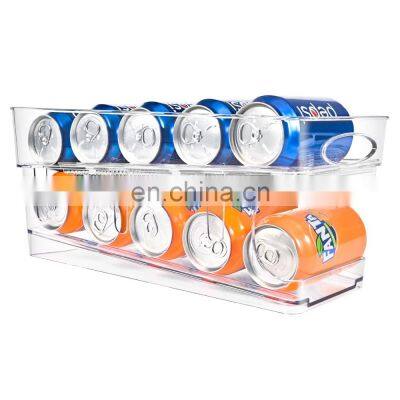 2-Layer Automatic Rolling Beverage Soda Can Storage Organizer Stackable Can Drink Holder for Freezer Countertops Cabinets Pantry