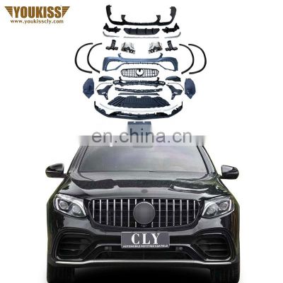 Car Bumper Rear Lip High Quality Car Parts Ukiss Body Kit Full Set For 16-19 Benz GLC Upgrade GLC63 AMG Body Kit With Grille