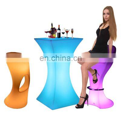 led furniture outdoor / LED Outdoor Waterproof Glow Patio LED Tables and Chairs Furniture Hire Plastic Bar Stool