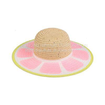 Summer colorful and fashionable woven sun shading and sunscreen dome Straw hat, seaside vacation beach hat