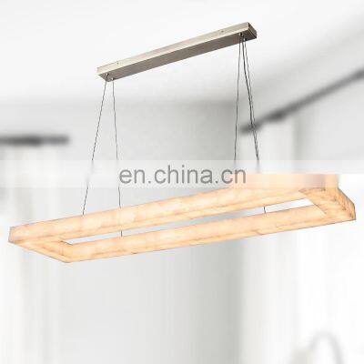 Retro Industrial American Marble Calcite Alabaster Pendant Light Chandelier For Kitchen Island Living Room Bedroom Dining Room