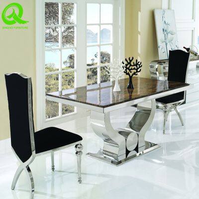 Banquet furniture silver stainless steel dining table for restaurant