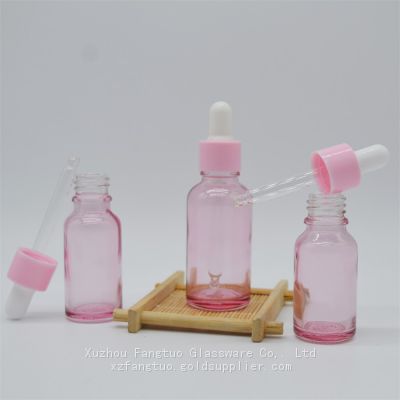 5-100ml dropper bottle empty glass bottles pink color with plastic screw collar white nipple