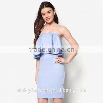 Women fashion dress OEM service top quality blue color prom mini dress D298