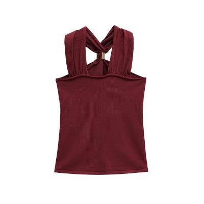 Spring New Neck Hanging Top, European and American Sexy Backless Vest for Women photo-2