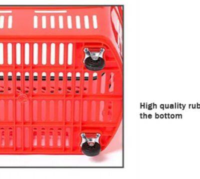 Plastic Supermarket Shopping Basket With Telescopic Handle With Wheels Plastic Crate photo-2