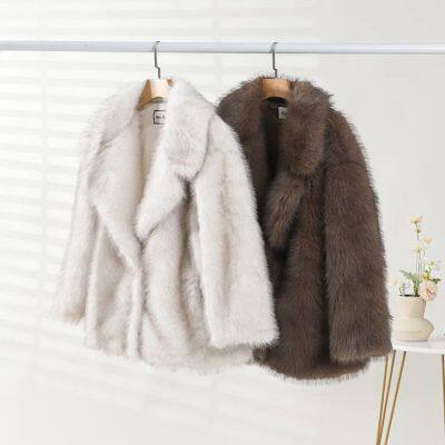 2025 Autumn Winter Fashionable Faux Fur Coat with Lapel Collar for Women – Wholesale Manufacturer