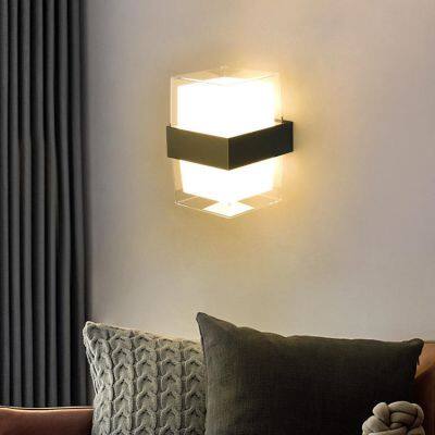 Modern LED Outdoor Wall Lamp Square PC Body Waterproof Decorative Garden Light with up Down Lighting  Outdoor Light