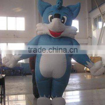 blue cat inflatable movable mascot walking cartoon