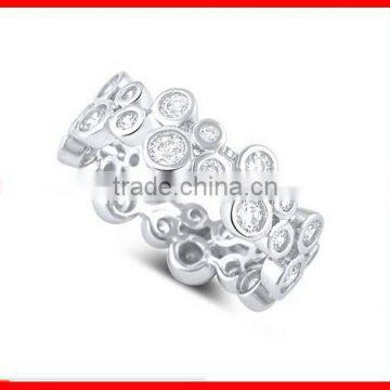 925 sterling silver simple cz design bubble stack rings