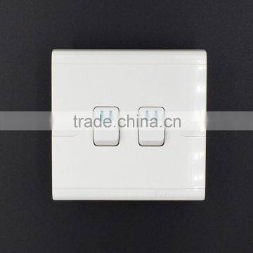 U series fluorescent series push button two gang wall switch