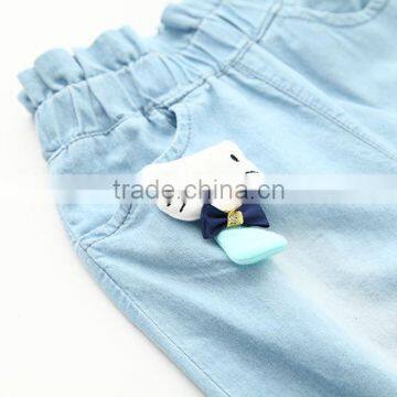 Wholesale Cartoon Cat Baby Girl Clothes 2016 New Summer Girl Light Color Jeans Lovely Little Girl Jeans photo-4