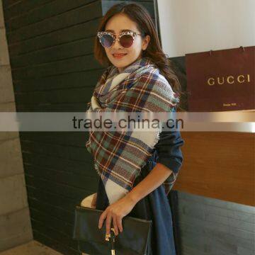 Wholesale Square Cashmere Plaid Blanket Scarf photo-5