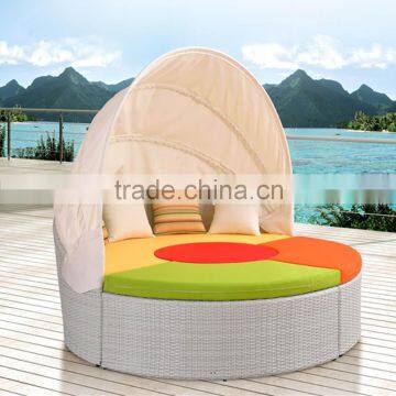 Muebles De Jardin Daybed Garden Rattan Lounge Bed Garden Polyrattan Round Daybed photo-4