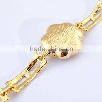 18k Gold Camellia Crystal Sparkle Diamond Hollow Chain Bangle Bracelet photo-3