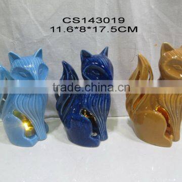 New ceramic garden animal fox with Led warmer