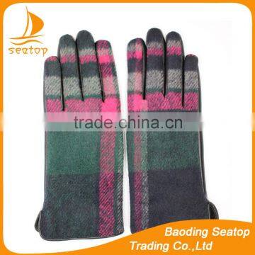 laides cheap pu leather hand gloves and woolen