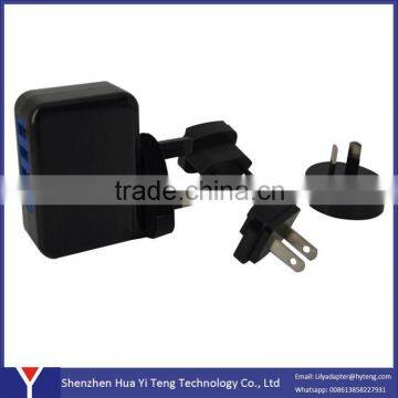 5v 4a 4 usb ports mobile phone charger with changeable plugs