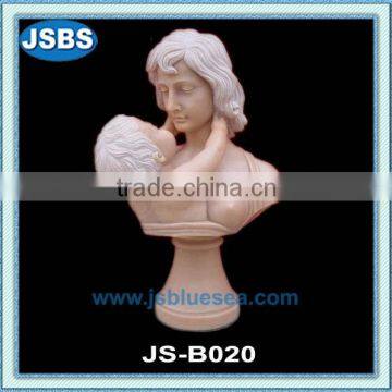 hand carved natural marble mother and child bust