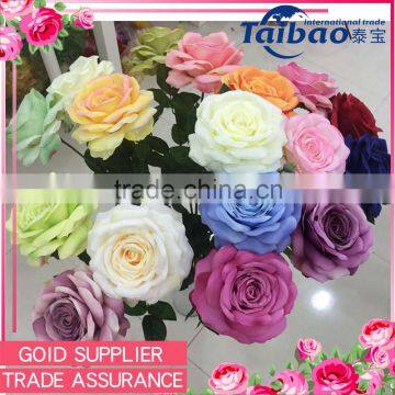 New design high quality decorative many colors long stem large head artificial rose