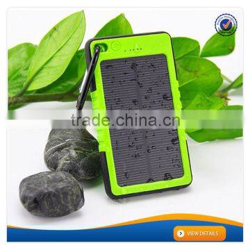 AWC606 6000 mah solar charger phone with carabiner led light emergency power pack 5000mah solar power bank