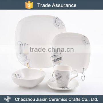 OEM service high quality square elegance decal bone china dinner sets