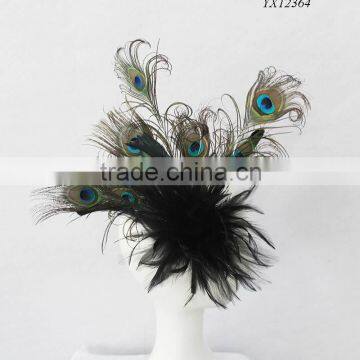 Fantastic peacock feather fascinator on metal band