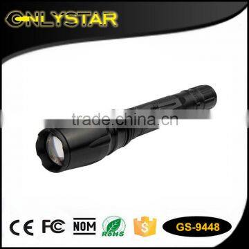 Onlystar GS-9448 CE ROHS approved custom wholesale aluminum alloy high power cre t6 adjustable zoom rigid flashlight