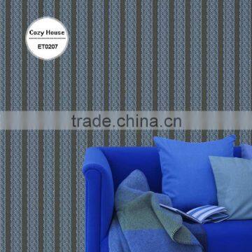 on Sale Deep Embossed Pvc Coated Wallpaper, Dark Blue Fashion Vertical Stripe Wall Decor for Residential , High End Wall Paper photo-2